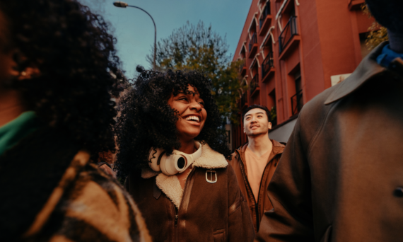 friends walking in the city; fair housing month